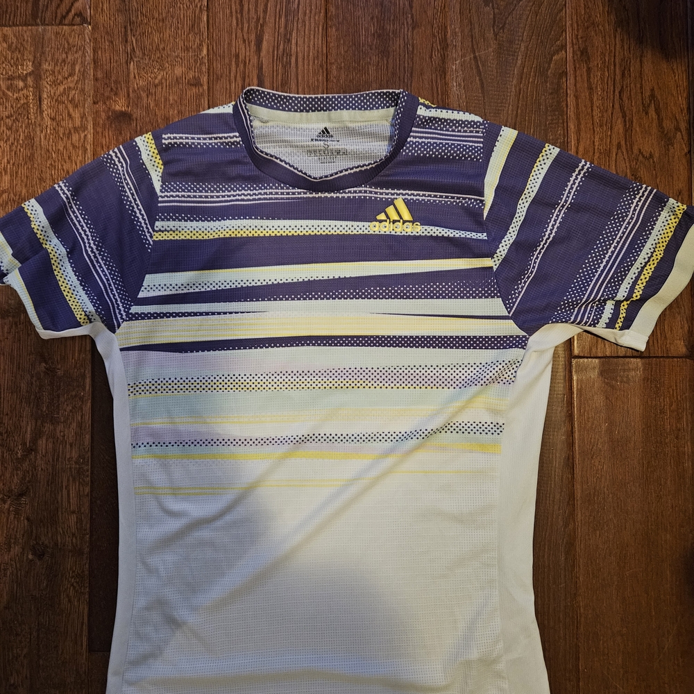 Adidas Blue and Yellow Short Sleeve Tennis Tee